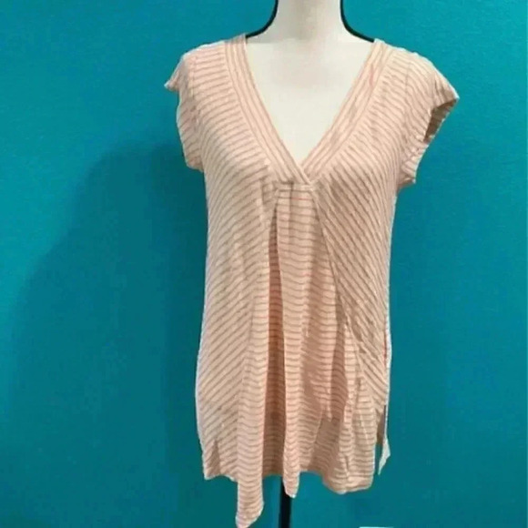 Anthropologie meadow rue pink striped linen blend blouse in size small - Picture 2 of 7